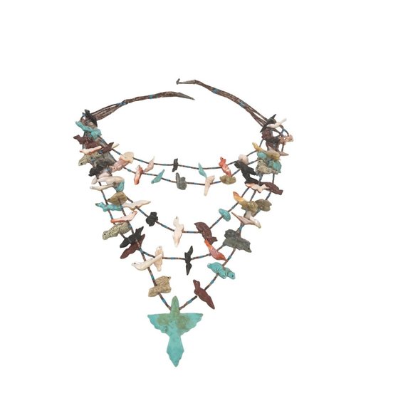 Vintage Native American Indian Fetish 5 strands Heishi Necklace - Picture 4 of 4